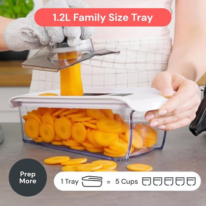 Fullstar Mandoline Slicer - 6-in-1 Kitchen Tool with Safety Glove | Versatile Fruit, Veggie & Cheese Cutter (Black)