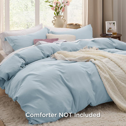 Bedsure Sky Blue Duvet Cover Set - Extra Soft Prewashed Cotton-Like Polyester | Twin/Twin XL Size, 2 Pieces