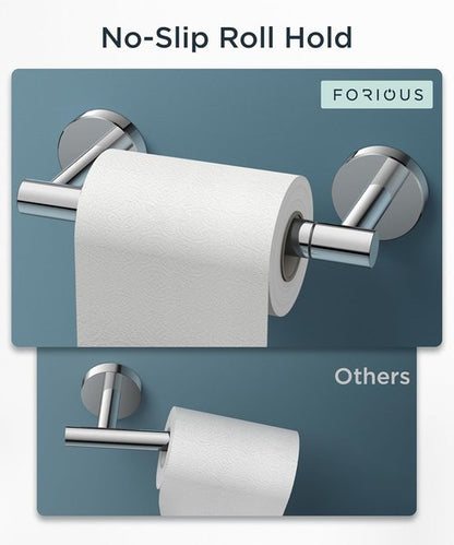 FORIOUS Toilet Paper Holder - Rustproof Stainless Steel Double Post Pivoting Design | Chrome Finish