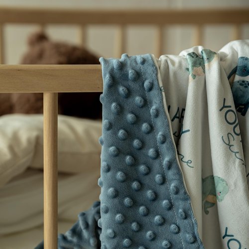 CIVARUA KIDS Dinosaur Baby Blankets for Boys, Super Soft Newborn Nursery Blanket with Double Layer Dotted Backing - Blue Babies Minky, Cozy Printed Bed Throw Blanket (30" x 40")