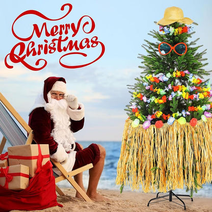 Hawaiian Christmas Tree Decoration Set - 4 Pcs Tropical Holiday Ornaments