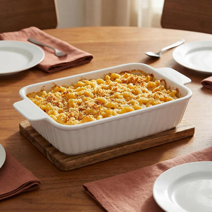 CALLARON 27 Oz Baking Dish - 9x5 Ceramic Casserole Dish with Handle for Lasagna & Cakes | White Bakeware