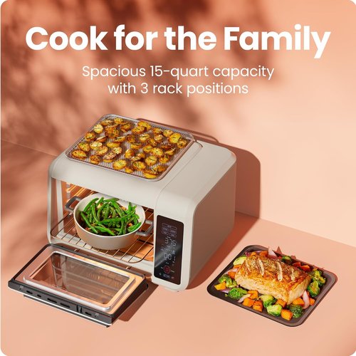 Chefman Air Fryer Toaster Oven - Versatile 4-Slice Countertop Oven for Quick & Healthy Meals - Ivory