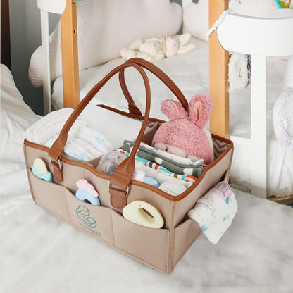 Skiennix Diaper Caddy Organizer - Portable Nursery Storage Bin with Handles | Large Capacity for Baby Essentials