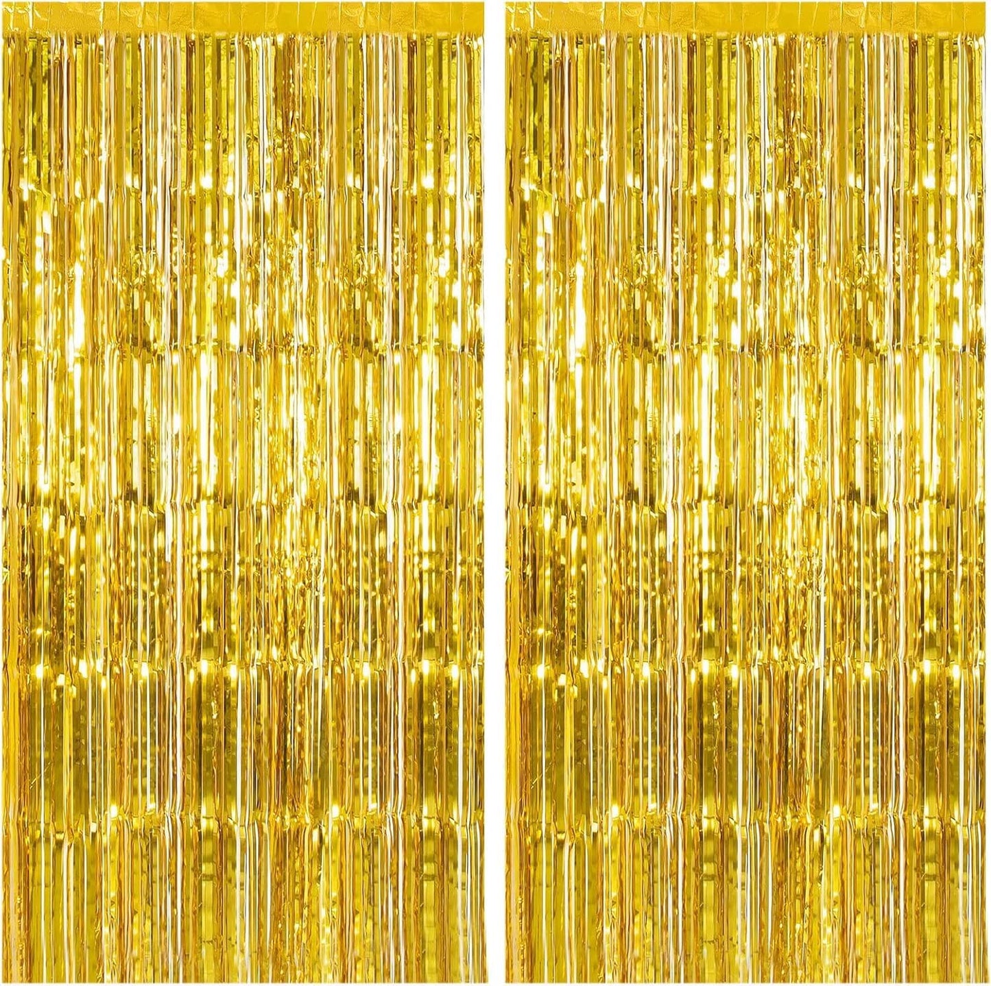 Skiennix Gold Backdrop Foil Curtain - 2 Pack Streamers for Birthday & Party Decorations | Photo Booth Props