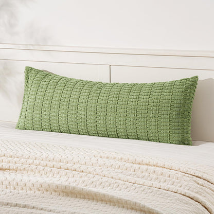 MIULEE Sage Green Long Body Lumbar Pillow Cover - Soft Boho Decor for Couch & Sofa | 14x36 Inch