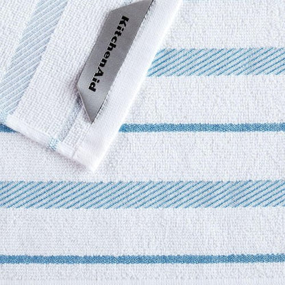 KitchenAid Dishcloth Set - 8 Pack of Soft Blue Velvet and White, 12"x12" for Effortless Cleaning