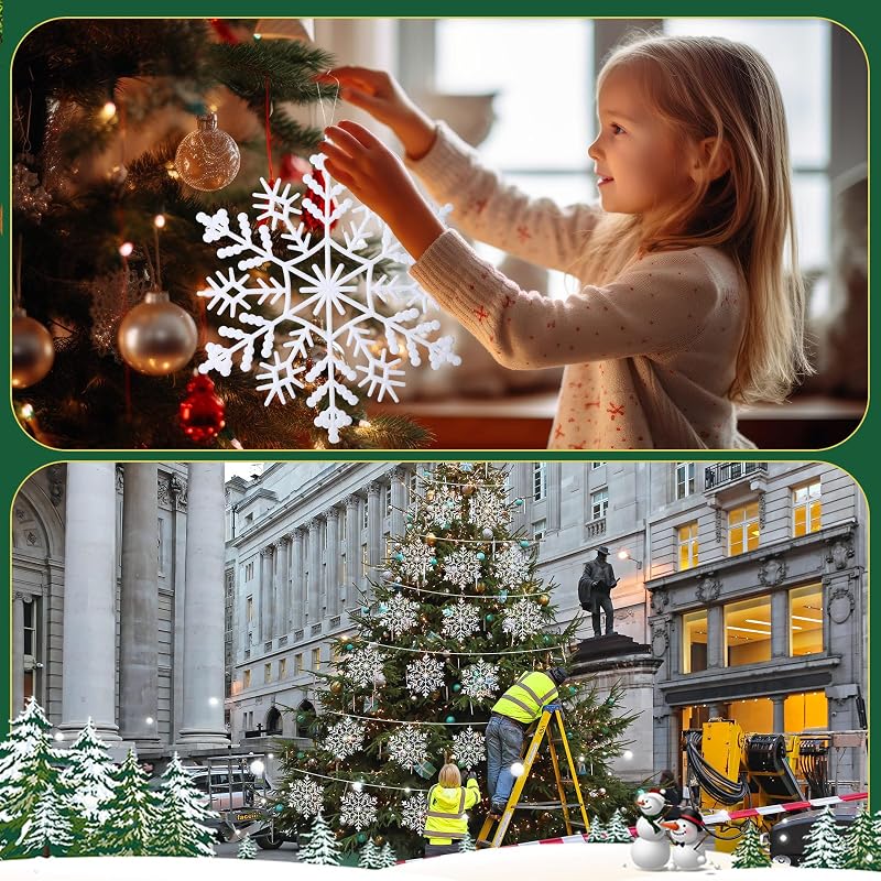 Lineshading 6 Pcs Giant Snowflake Ornaments 22'' - White, Weatherproof Outdoor Decor