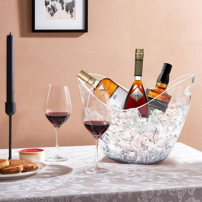 2 Pack Clear Acrylic Ice Buckets for Parties - 8L Large Beverage Tub for Champagne, Beer & Wine, Plastic Drink Bucket Cooler Bin for Indoor/Outdoor Cocktail Bars (Clear Ice Bin Holds 6 Bottles & Ice)