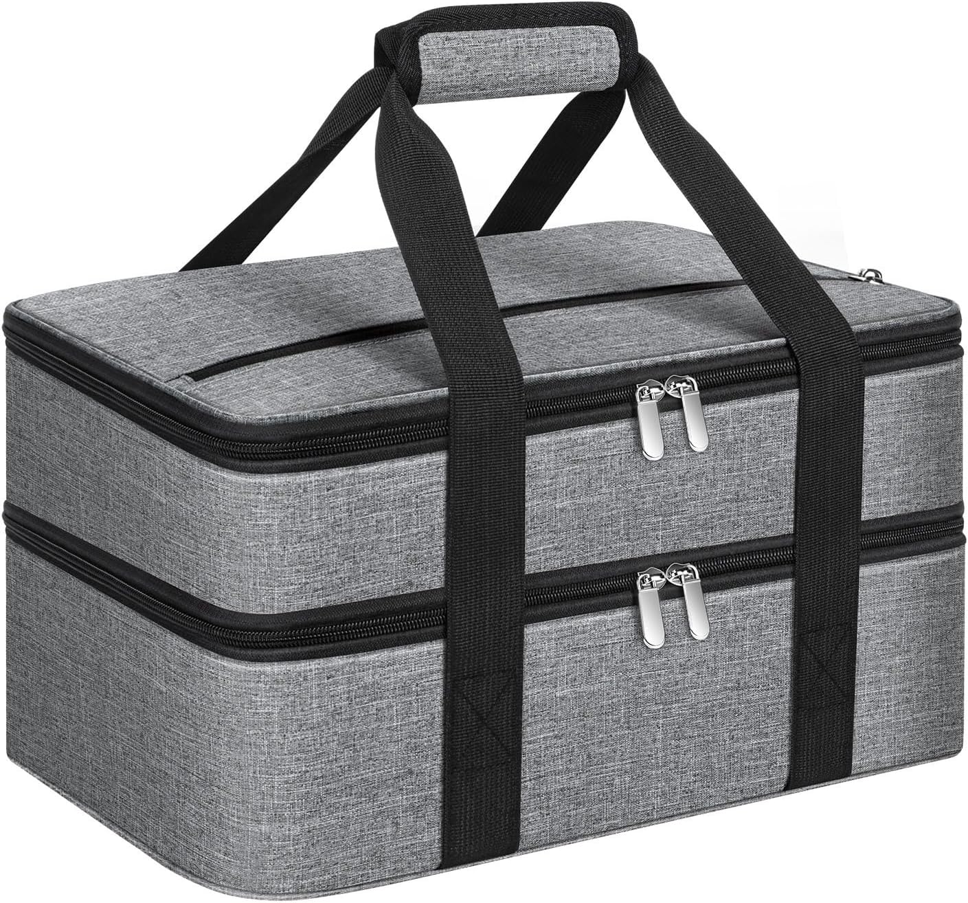 Skiennix Double Insulated Casserole Carrier - Portable Hot & Cold Food Tote Bag | Fits 9" x 13" Dish - Grey
