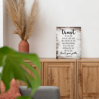 PHAMTE Christian Wall Art - Proverbs 3:5-6 Trust In The Lord - Framed Canvas Print (11x14)