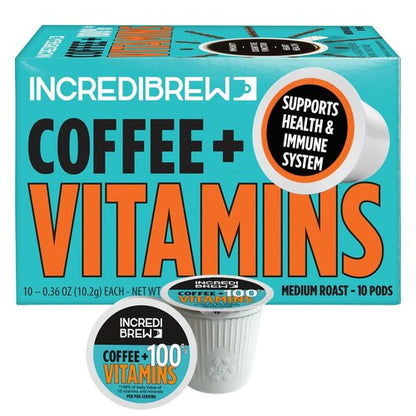 Incredibrew Keto Coffee Pods - Medium-Dark Roast, No Sugar, Recyclable | 10 Count Pack