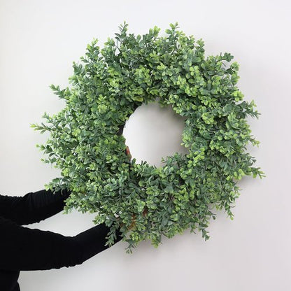 Boxwood Wreath | 26'' Large Artificial Greenery for Front Door & Home Decor - All Seasons