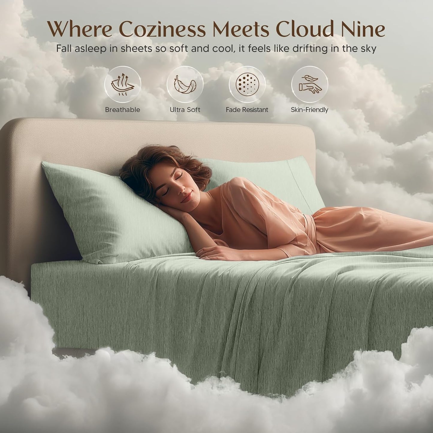 Utopia Bedding California King Sheet Set - Soft, Breathable Microfiber, 4-Piece in Heather Sage