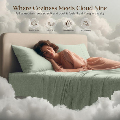 Utopia Bedding California King Sheet Set - Soft, Breathable Microfiber, 4-Piece in Heather Sage