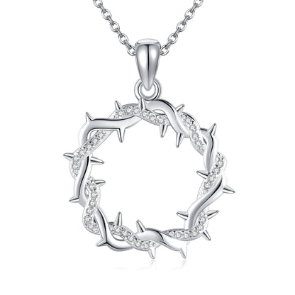 Diamond-Encrusted Thorn Ring Necklace