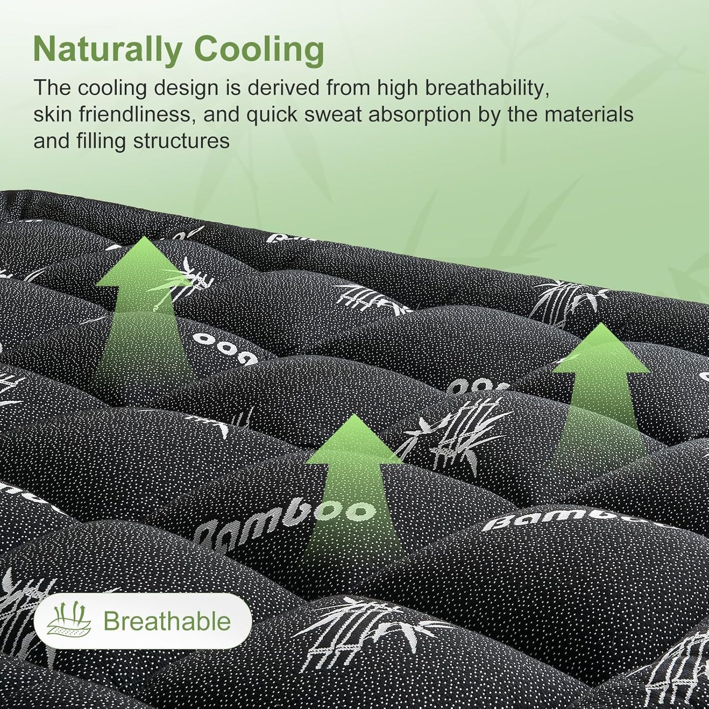 ViscoSoft Queen Size Mattress Topper - Soft Bamboo Pillow Top for Back Pain Relief | Cooling Dark Grey