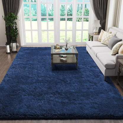 Ophanie Blue Area Rugs - Large Fluffy Shag Soft Carpet for Living Room & Bedroom | 6x9 Size