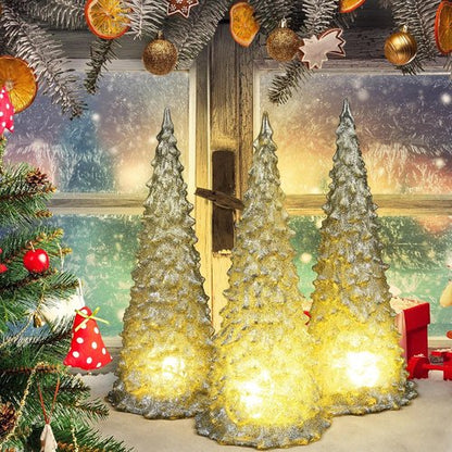 Baquler Acrylic Lighted Christmas Tree | 8.66'' Color Changing LED Night Light Decoration - Silver