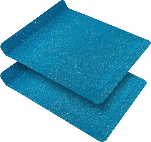 CasaWare Large Flat Baking Cookie Sheet - 12.5 x 14-Inch with 1.5-Inch Handle | Ceramic Non-Stick Coating in Blue Granite