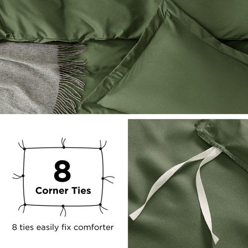 Bedsure Duvet Cover Twin/Twin XL Size - Extra Soft Double Brushed Bedding Set with Zipper Closure, 2 Pieces, Includes 1 Duvet Cover (68"x90") & 1 Pillow Sham, Comforter Not Included, Olive Green