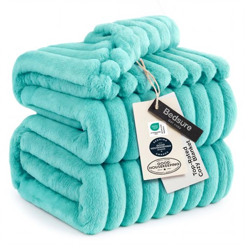 Bedsure GentleSoft Blue California King Size for Bed - Cozy Soft Blankets for Women, Cute Small Fleece Throws for Girls, Birthday Gifts for Women, Blue Fog, 102x96 Inches
