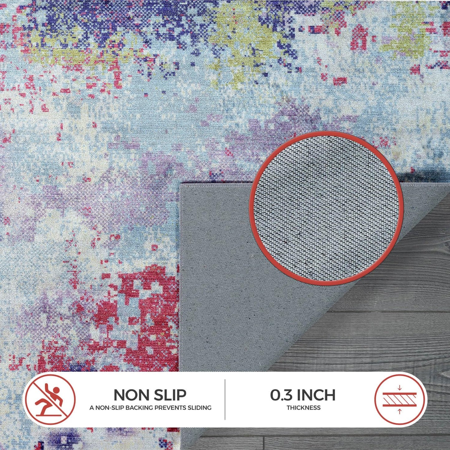 LuuL Home Non Slip Rugs 5x7 Modern Abstract Easy Silk Rubber Backing Soft Area Rug for Living Room Easy to Clean Non Shedding Kitchen for Bedroom Indoor Carpet (Lilac - Purple, 5x7)