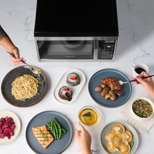 Farberware 0.7 Cu. Ft. Microwave Oven - 700 Watts, Auto Cook, Defrost, Easy Clean | Stainless Steel