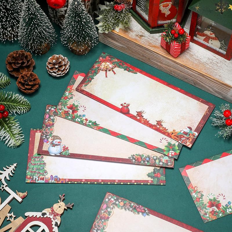 Christmas Envelopes #10 Self Seal 60 Pcs, 4 Styles – Classic Design, 250g Paper