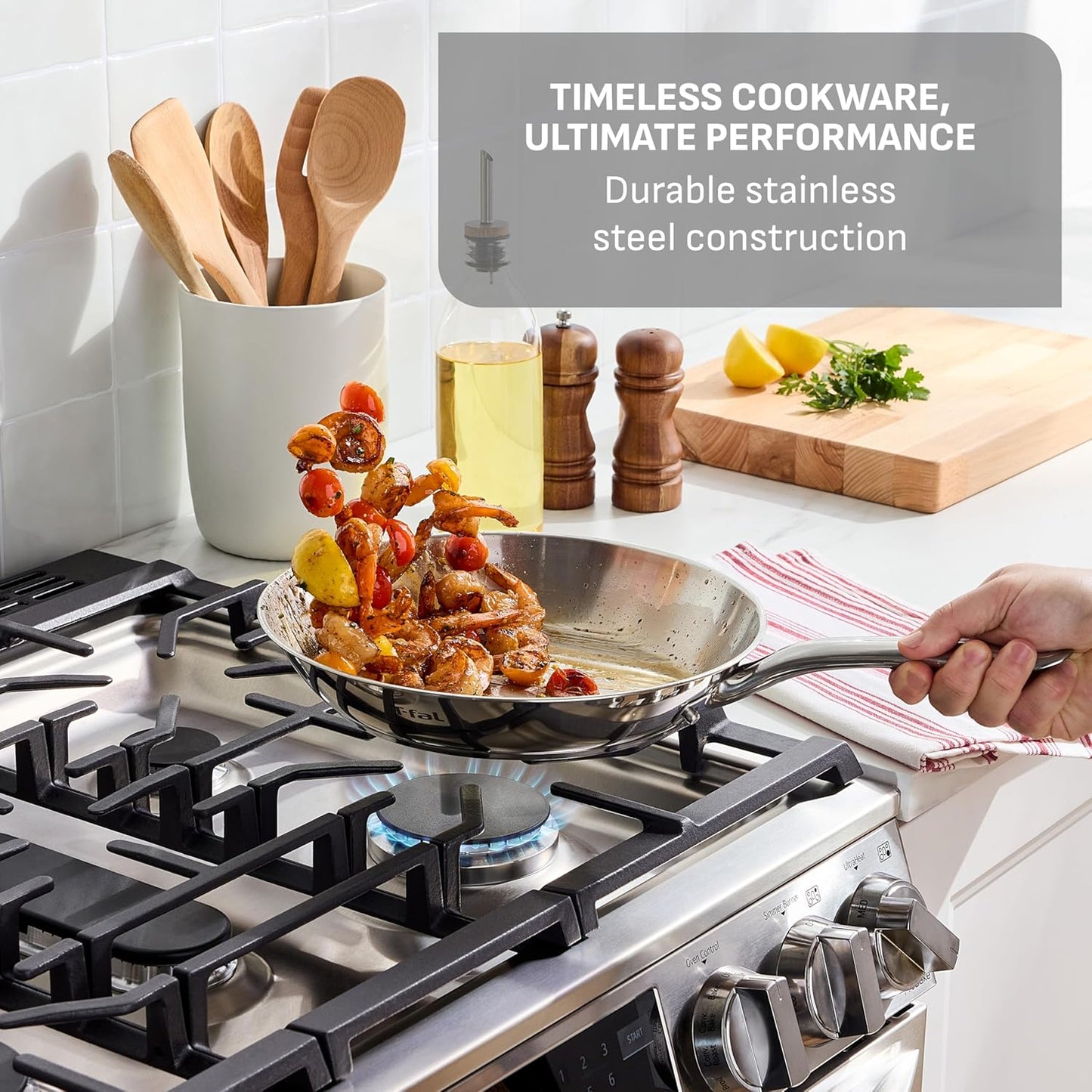 T-Fal Gourmet Stainless Steel Pan Set - 11" & 12" Induction Compatible Skillets | Dishwasher & Oven Safe to 500°F