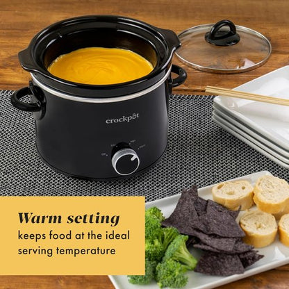 Crock-Pot 2-Quart Manual Slow Cooker - Perfect for Small Meals & Dips | Removable Stoneware, Black
