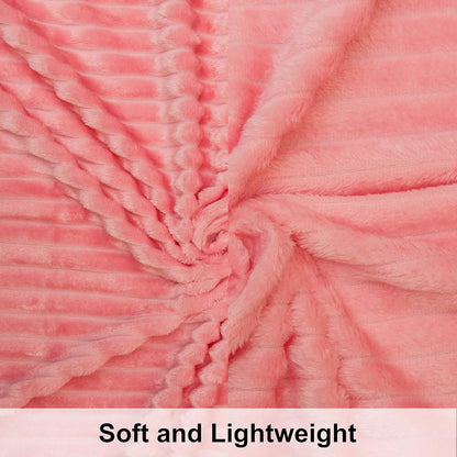 NTBAY Flannel Toddler Blanket - Fluffy Reversible Stripes Design, Warm & Lightweight, 30x40 Inches, Pink