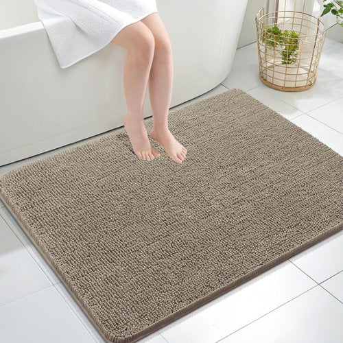 OLANLY Bathroom Rugs 40x32, Extra Soft Absorbent Chenille Bath Rugs, Rubber Backing Quick Dry, Machine Washable Bath Mats for Bathroom Floor, Tub and Shower, Home Decor Accessories, Warm Taupe