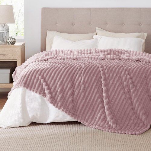 Bedsure GentleSoft Pink Fleece Blanket for Couch - Cozy Soft Blankets for Women, Cute Small Throws for Girls, 90x90 Inches