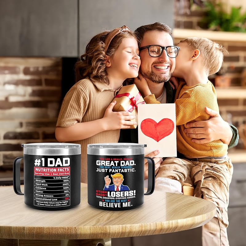 14 Oz Funny Family Mug Tumbler Gift Set – Cup for Mom Dad Sis Brother