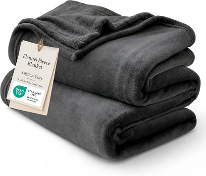 Bedsure GentleSoft Fleece Bed Blanket - Soft, Lightweight, Plush Cozy Luxury in Charcoal | 84x90 Inches