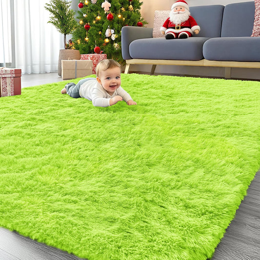 OLANLY Large Area Rug - Soft Fluffy Shaggy Indoor Carpet for Living Room & Bedroom | 8x10, Lime Green