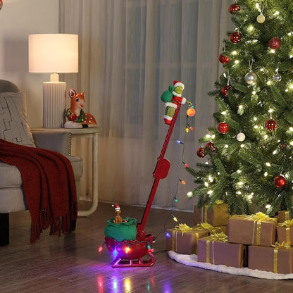 Grinch Animated Utility Sleigh with Ladder, LED Lights & Max the Dog – 34.5" Holiday Decoration