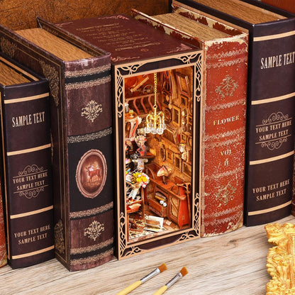 MiniCity Book Nook Kit - DIY Miniature Dollhouse Bookend Decor with LED Light | Painter's Day at Dusk