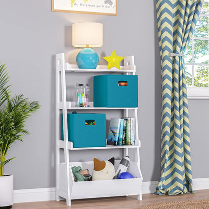 RiverRidge Folding Storage Bins - Turquoise Cube Organizers with Handles | Set of 2 for Closet & Playroom