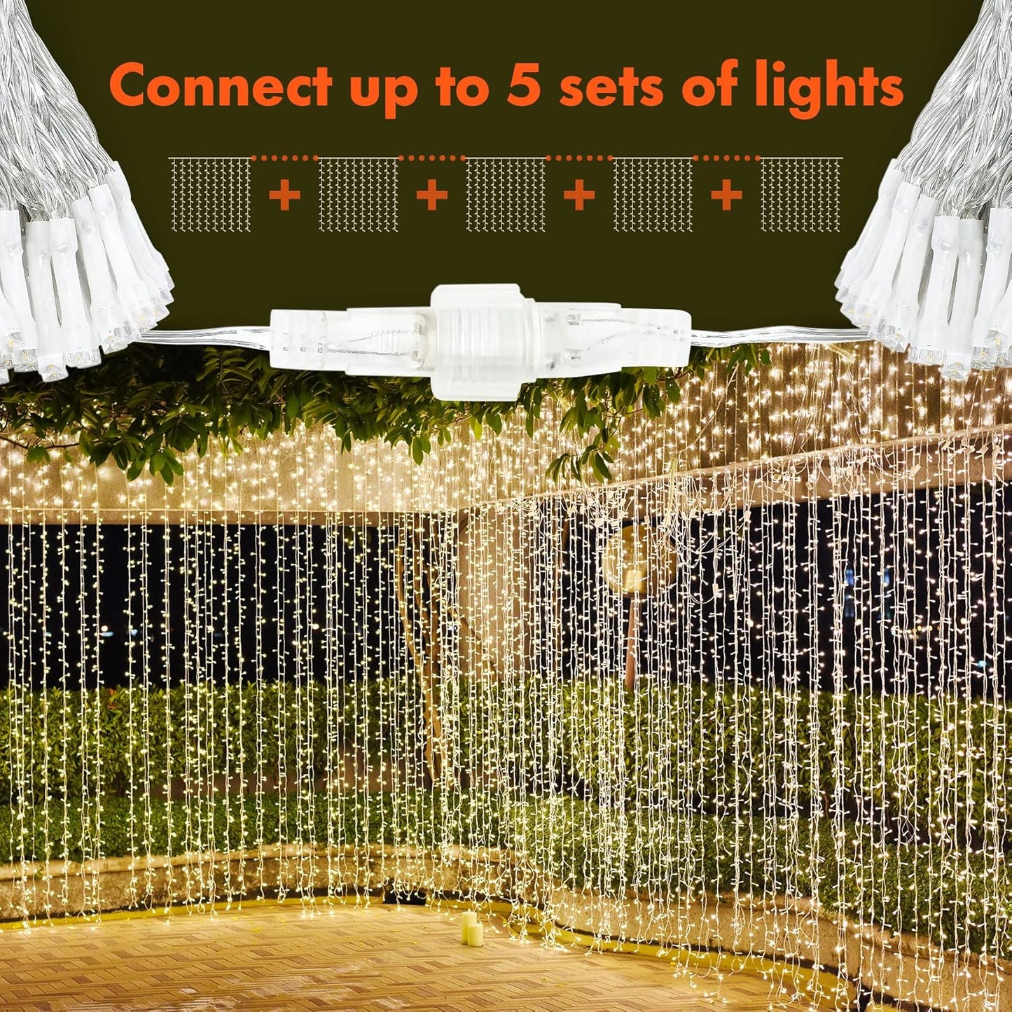 Twinkle Star 300 LED Curtain String Lights - 8 Modes Fairy Lights for Bedroom & Party | Warm White Decor