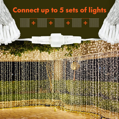 Twinkle Star 300 LED Curtain String Lights - 8 Modes Fairy Lights for Bedroom & Party | Warm White Decor