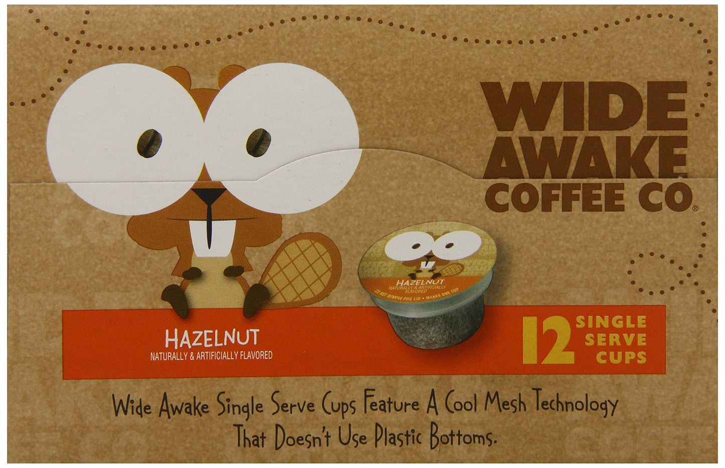 Wide Awake Coffee Hazelnut Cream Single Serve Cup, 12 Count