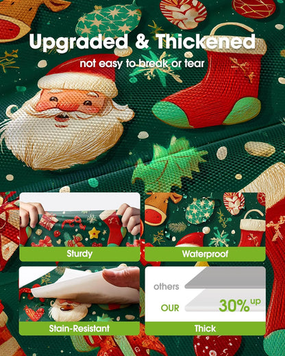 Pureegg Disposable Plastic Tablecloths - 10 Pack, 54 x 108 Inch, Leakproof & Sturdy for Christmas Parties - Christmas Green