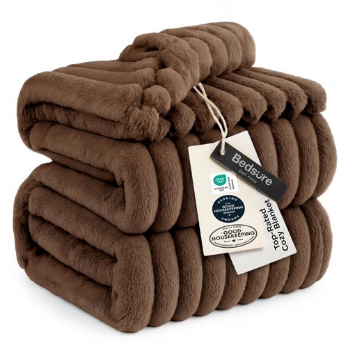 Bedsure GentleSoft Brown Fleece Blanket for Couch - Cozy Soft Blankets for Women, Cute Small Throws for Girls, 108x90 Inches
