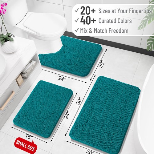 OLANLY Bathroom Rugs 70x24, Extra Soft Absorbent Chenille Bath Rugs, Rubber Backing Quick Dry, Machine Washable Bath Mats for Bathroom Floor, Tub and Shower, Home Decor Accessories, Deep Lake
