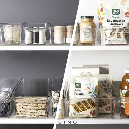 BINO Large Plastic Storage Bins - Multi-Use Fridge/Freezer Organizer | BPA-Free | Curve Collection