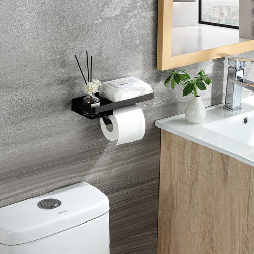 Decor Toilet Paper Holder - Small Bathroom Decoration Holder Toilet Air Freshener, Small Bathroom Accessories, Matte Black