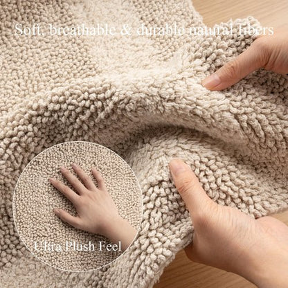 Barossa Design Reversible Cotton Bath Rug 24 x 40 - Large Bathroom Rug Mat Washable & Soft Absorbent - Beige, 24x40