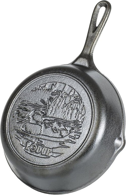 Lodge Wildlife Series 8" Cast Iron Skillet - Duck Scene, Durable & Versatile Cookware